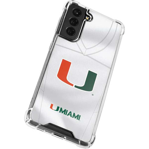 University of Miami White Jersey Galaxy S21 FE Clear Case